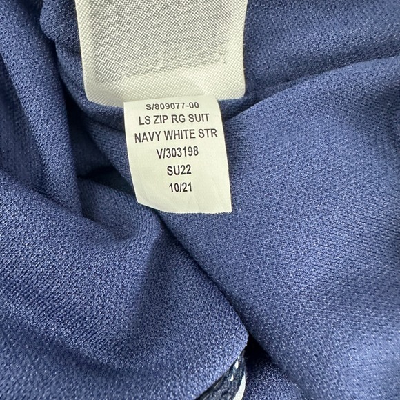 Gap Kids Girl Long Sleeve Rash Guard Swimsuit Navy White Stripe Zip Up Size XL - Picture 8 of 9